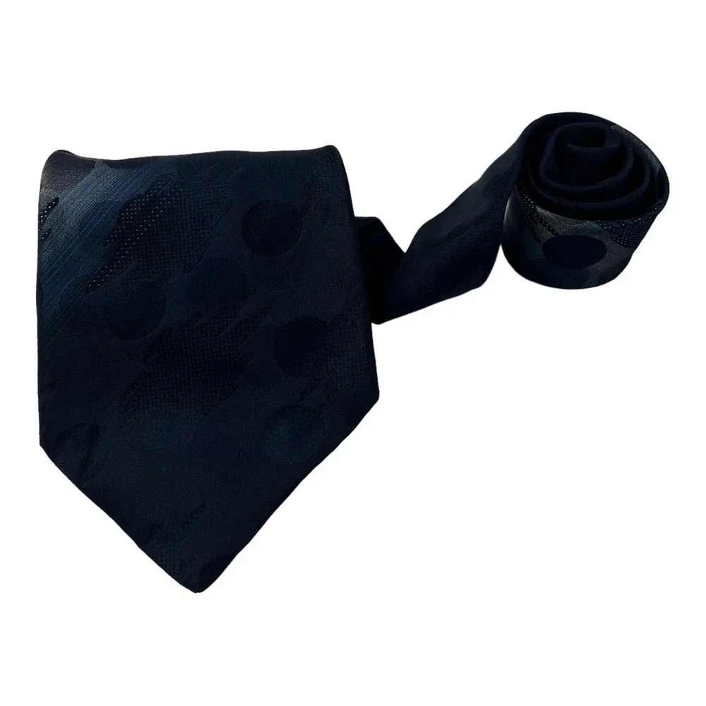 LANVIN Blue w/ Circle Abstract Print Pure‎ Silk Neck Tie Mens Size 4